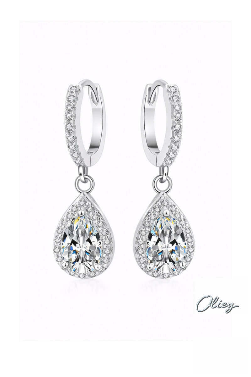 Classic 1-Carat Pear-Cut Moissanite Drop Earrings