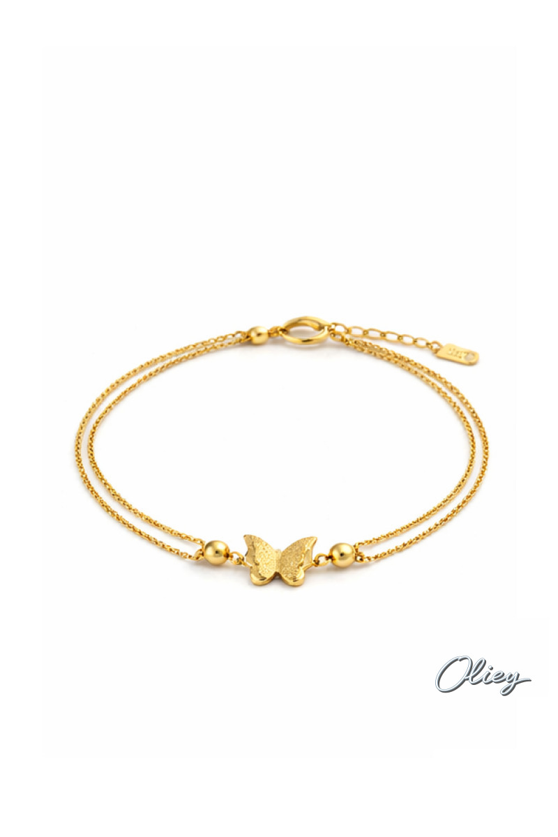 Frosted Butterfly Vintage Beach Style Anklet