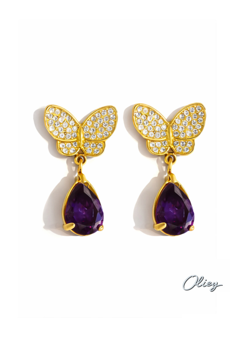 Exquisite Luxury Purple Zircon Crystal Earrings