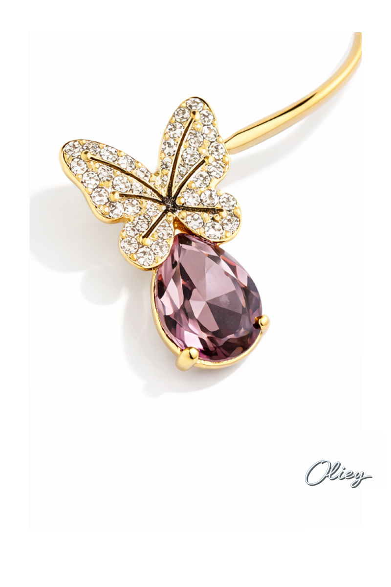 Inlaid Zircon Butterfly Earrings