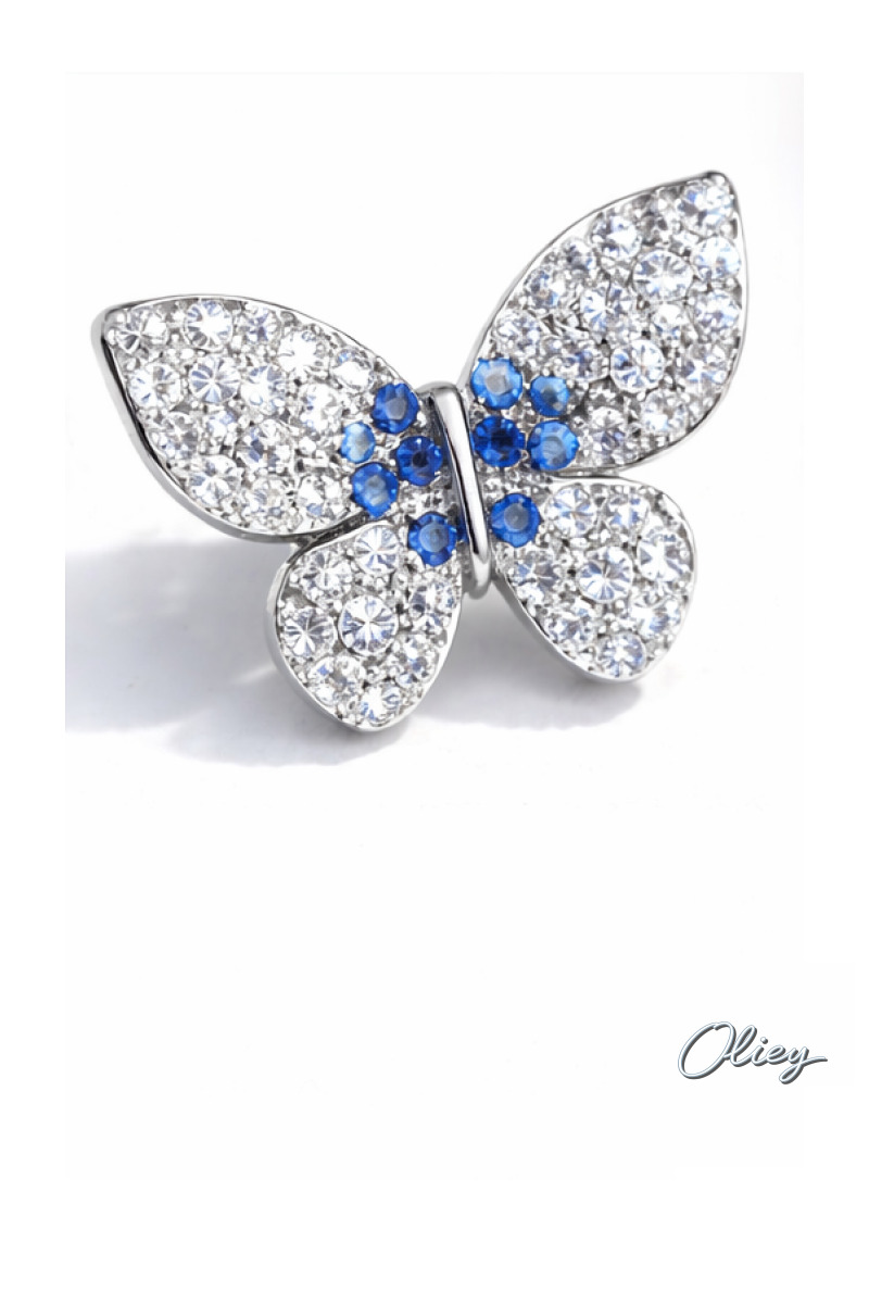Cute Blue Stone Butterfly Stud Earrings