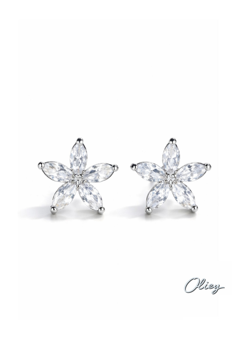 Cute Female Blue Zircon Stars Stud Earrings