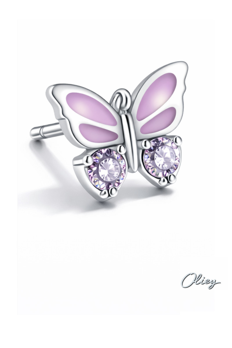 925 Sterling Silver Inlaid Zircon Butterfly Earrings