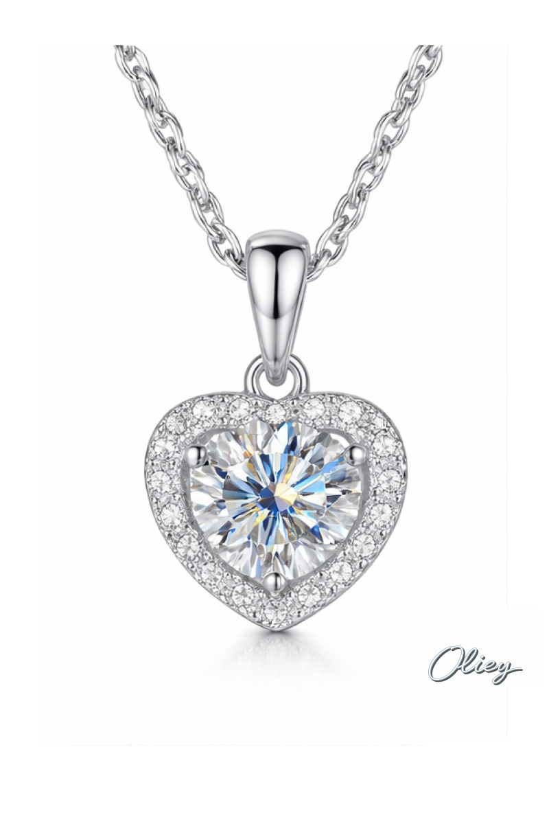 Moissanite Heart Necklace for Women